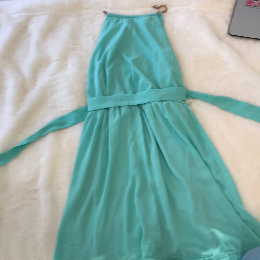 Teal dress with belt